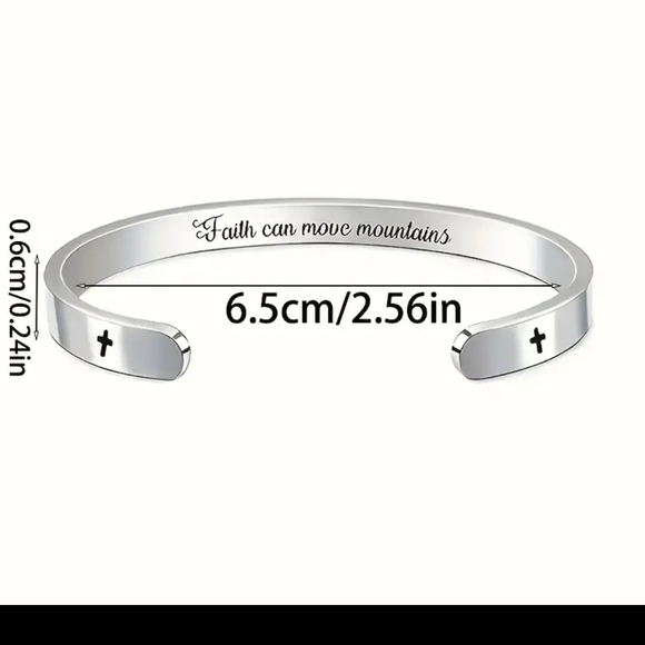 Silver Inspirational Cuff Bracelet - Picture 5 of 5